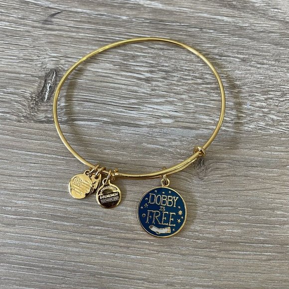 Alex And Ani Harry Potter Dobby Is Free Gold Bangle Bracelet Retired Sold Out - Picture 1 of 3